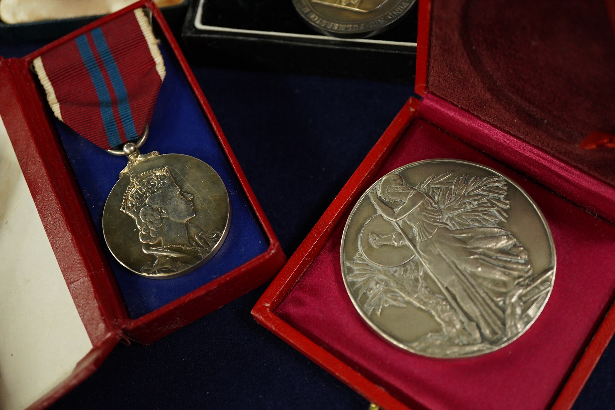 A collection of silver and other medals to include Elizabeth II Coronation medal